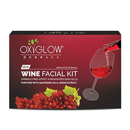 Oxyglow Wine Facial Kit|Wrikle Free Effect|Renovates Skin Cells|Lemon|Grapeseed Oil| 53gram