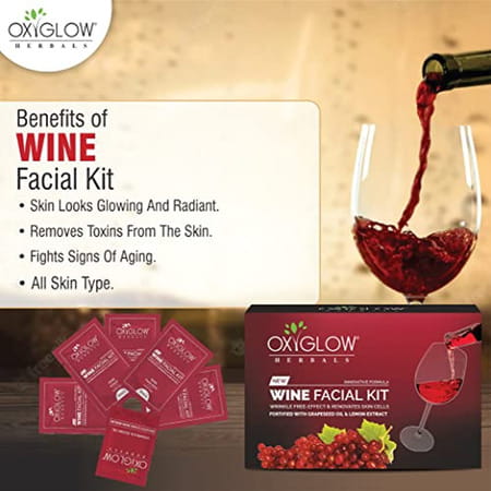 Oxyglow Wine Facial Kit|Wrikle Free Effect|Renovates Skin Cells|Lemon|Grapeseed Oil| 53gram