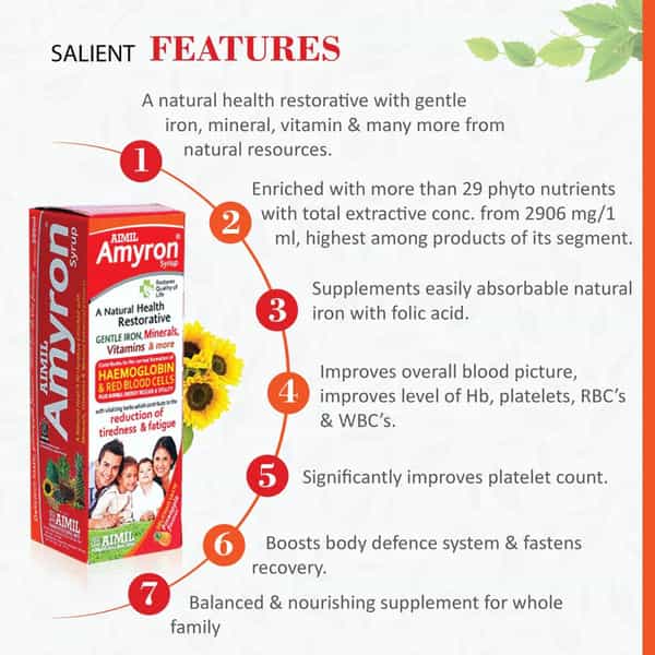 Aimil Amyron Pineapple Flavour Syrup 200Ml | Iron Supplement For Men & Women