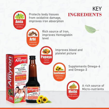 Aimil Amyron Pineapple Flavour Syrup 200Ml | Iron Supplement For Men & Women