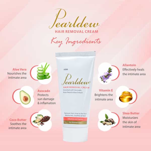 Pearldew Hair Removal Cream 60 Gm | With Aloe & Avocado | Paraben Free (Pack Of 2)