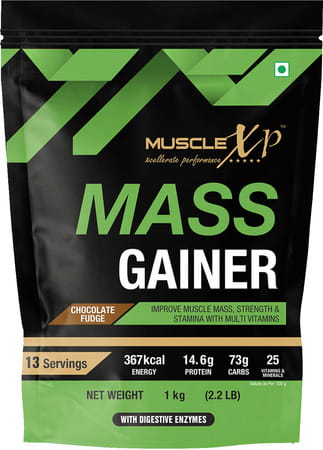 Musclexp Mass Gainer Chocolate Fudge 1kg Pouch (2.2 Lb) (Pack Of 2)