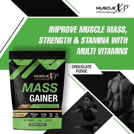 Musclexp Mass Gainer Chocolate Fudge 1kg Pouch (2.2 Lb) (Pack Of 2)