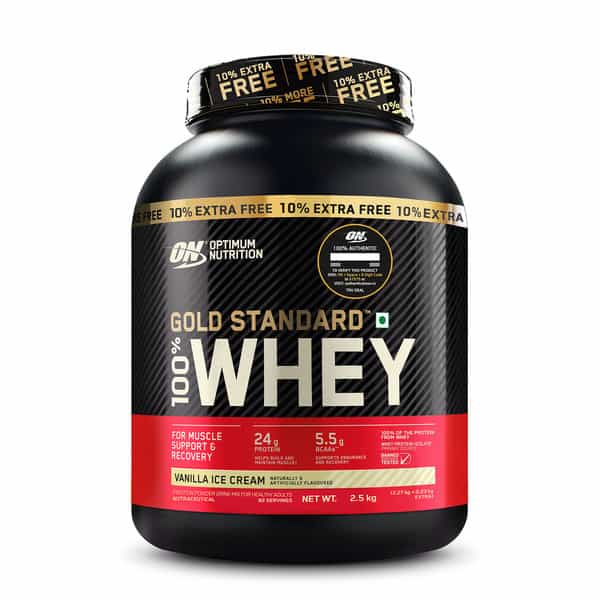 Optimum Nutrition (On) Gold Standard 100% Whey Protein Vanilla Ice Cream 2.27Kg+10% Extra 2.5 Kg