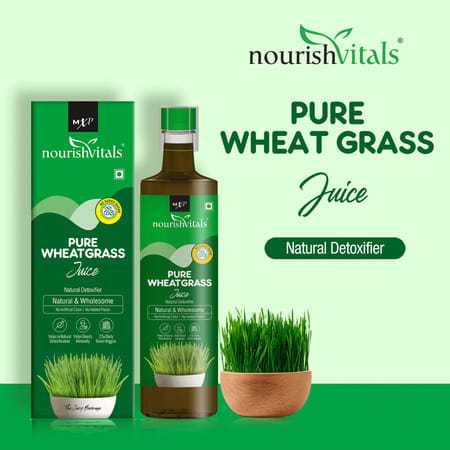 Nourishvitals Pure Wheatgrass Juice Natural Detoxifier Wholesome No Preservativer Added Sugar 500ml
