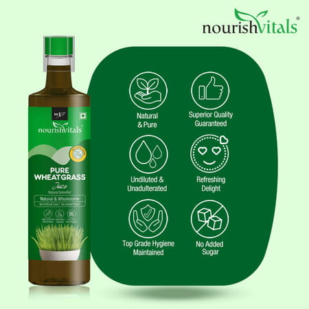 Nourishvitals Pure Wheatgrass Juice Natural Detoxifier Wholesome No Preservativer Added Sugar 500ml