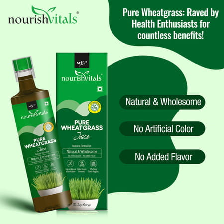 Nourishvitals Pure Wheatgrass Juice Natural Detoxifier Wholesome No Preservativer Added Sugar 500ml