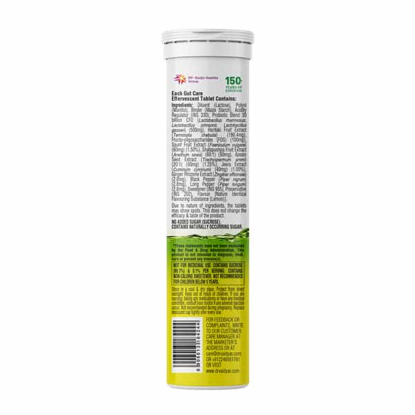 Dr. Vaidya's Gut Care Effervescent Tablets | Helps Gut Health | Nimbu Pani | 15N (Pack Of 4)