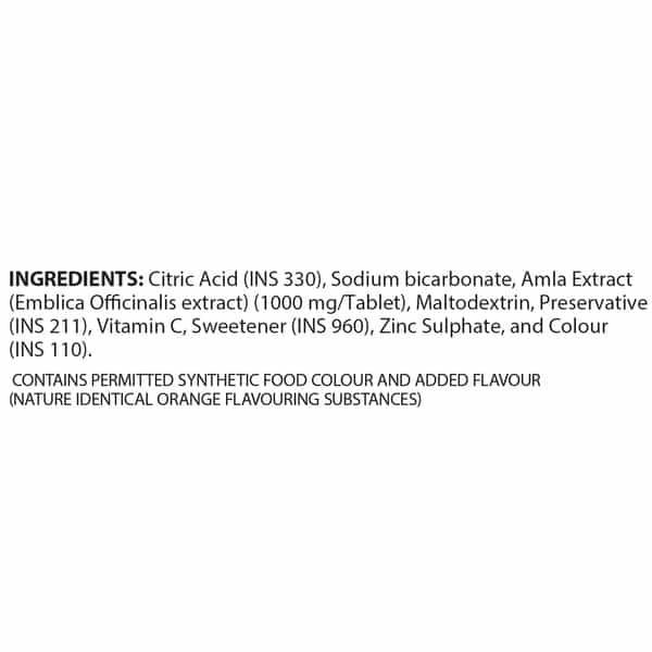 Glucon C Immunofizz Orange Flavor Effervescent Tablets With 1000Mg (Pack Of 4) 20 Tablets Per Bottle