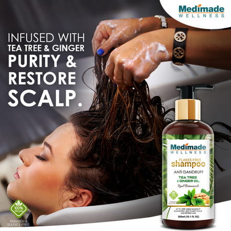Medimade Anti Dandruff Shampoo With Tea Tree And Ginger Oil - 300 Ml