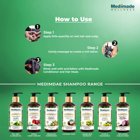 Medimade Anti Dandruff Shampoo With Tea Tree And Ginger Oil - 300 Ml