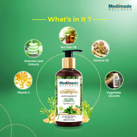 Medimade Anti Dandruff Shampoo With Tea Tree And Ginger Oil - 300 Ml