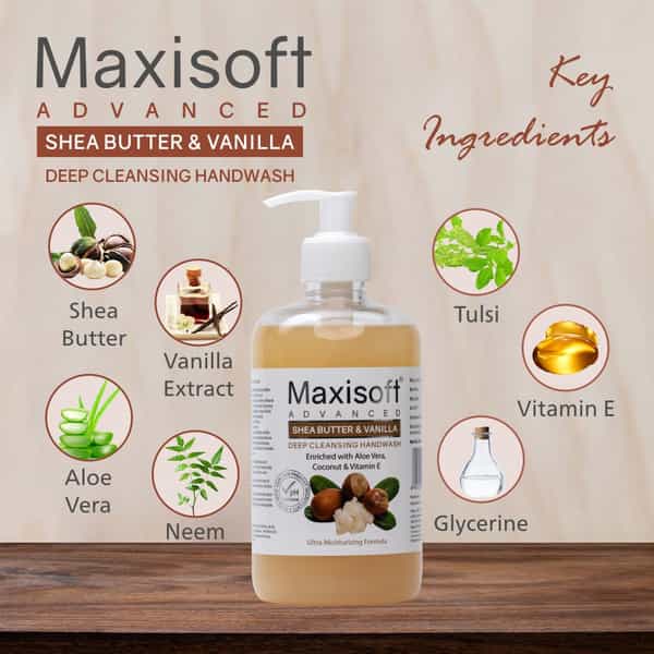 Maxisoft Advanced Deep Cleansing Handwash | Shea Butter & Vanilla | 500 Ml | Pack Of 2