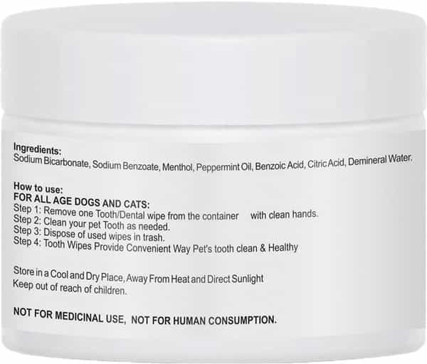 Petvit Dental Wipes -Tartar And Plaque Remover-Teeth Cleaning Dog & Cat For All Age Group -50 Wipes