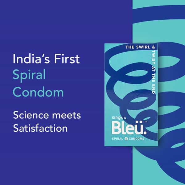 Spiral By Bleu|Toxin Free Condoms For Men|Unique Shaped Head (First In India) Pack Of 1 (8 Count)