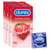 Durex Extra Thin Wild Strawberry Flavored 10 Condoms (Pack Of 3)