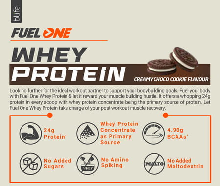 Fuel One Whey Protein (Cookies & Cream | 1Kg / 2.2Lbs) | 24G Protein