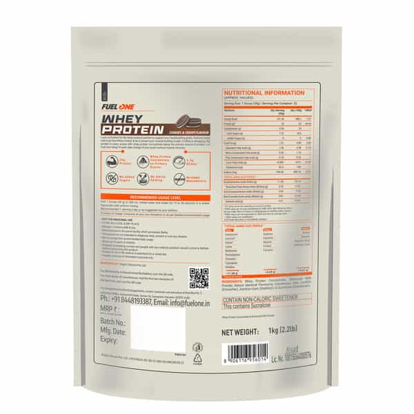 Fuel One Whey Protein (Cookies & Cream | 1Kg / 2.2Lbs) | 24G Protein