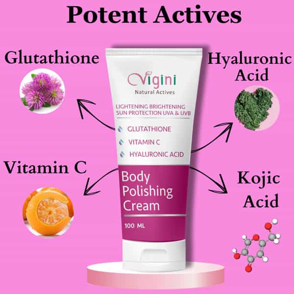 Vigini Under Eye + Skin Lightening Brightening Cream + Tan Removal Body Polishing Scrub Gel Wash 