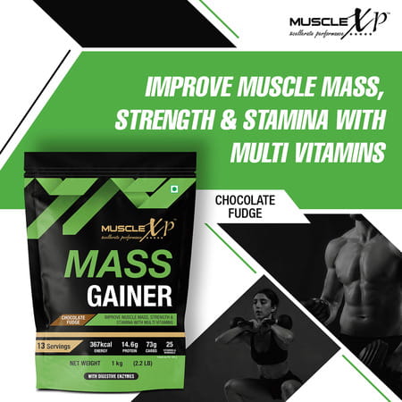 Musclexp Mass Gainer Chocolate Fudge 1kg Pouch (2.2 Lb) (Pack Of 5)