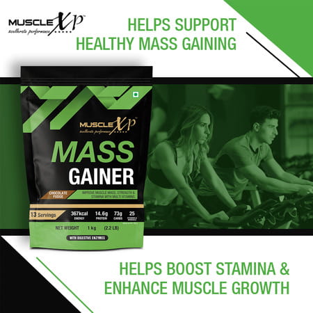 Musclexp Mass Gainer Chocolate Fudge 1kg Pouch (2.2 Lb) (Pack Of 5)