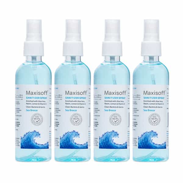 Maxisoft Sea Breeze Sanitizer Spray | Aloe Vera Neem & Vitamin E (120 Ml Pack Of 12)