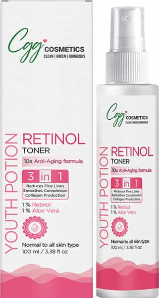 Cgg Cosmetics Retinol Youth Portion Toner- 10X Anti-Aging Formula Combat Aging Skin - Vegan - 100Ml