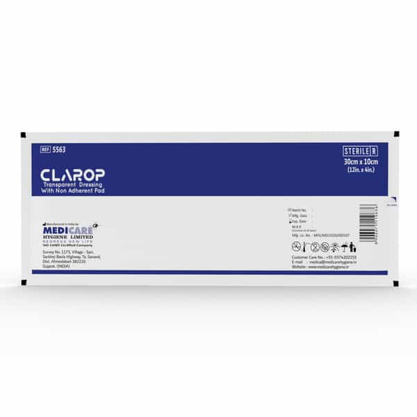 Medica Clarop Transparent Dressing With Non-Adherent Pad 10Cm X 30Cm - Waterproof & Breathable