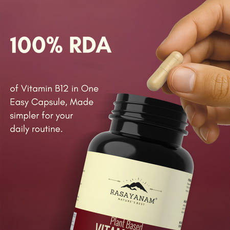 Rasayanam Plant-Based Vitamin B12 | Energy | Nerve & Brain Health | 60 Capsules (Pack Of 2)