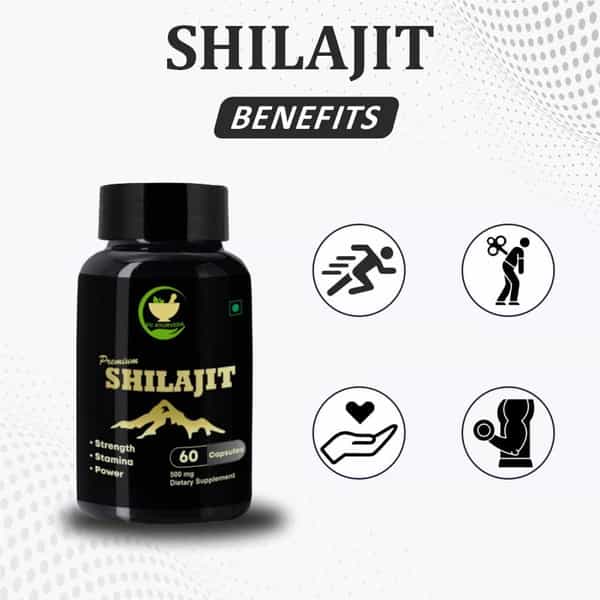 Fij Ayurveda Raw Shilajit/Shilajeet Resin 20Gm & Premium Shilajit Capsule - 60 Capsules (Combo Pack)