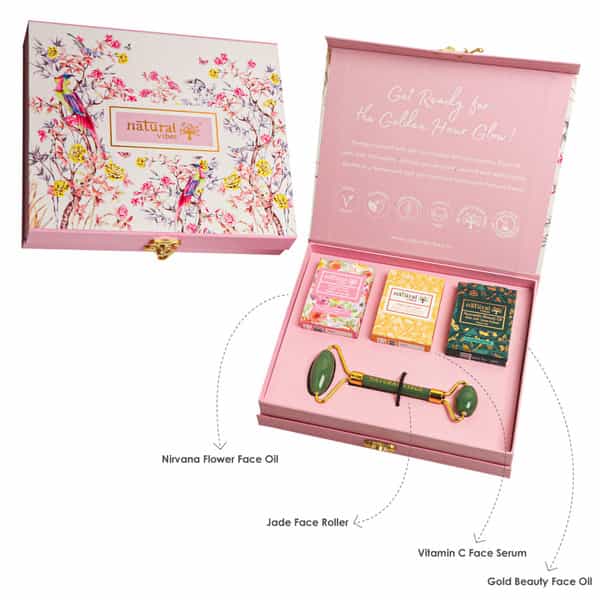 Natural Vibes Glow Getter Gift Set With Jade Face Roller | Face Serum & Face Oils