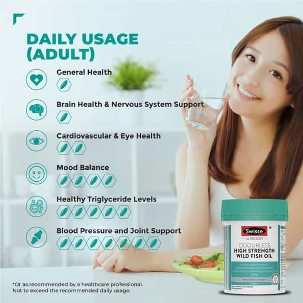 Swisse Ultiboost Odourless Strength Wild Fish Oil -Omega 3 -Heart Brain & Eye Health- 90 Caps