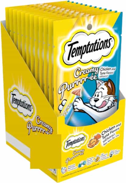 Temptations Creamy Purrrrr Ee Lickable Cat Treats | Chicken & Tuna Flavour | 12 X48 G