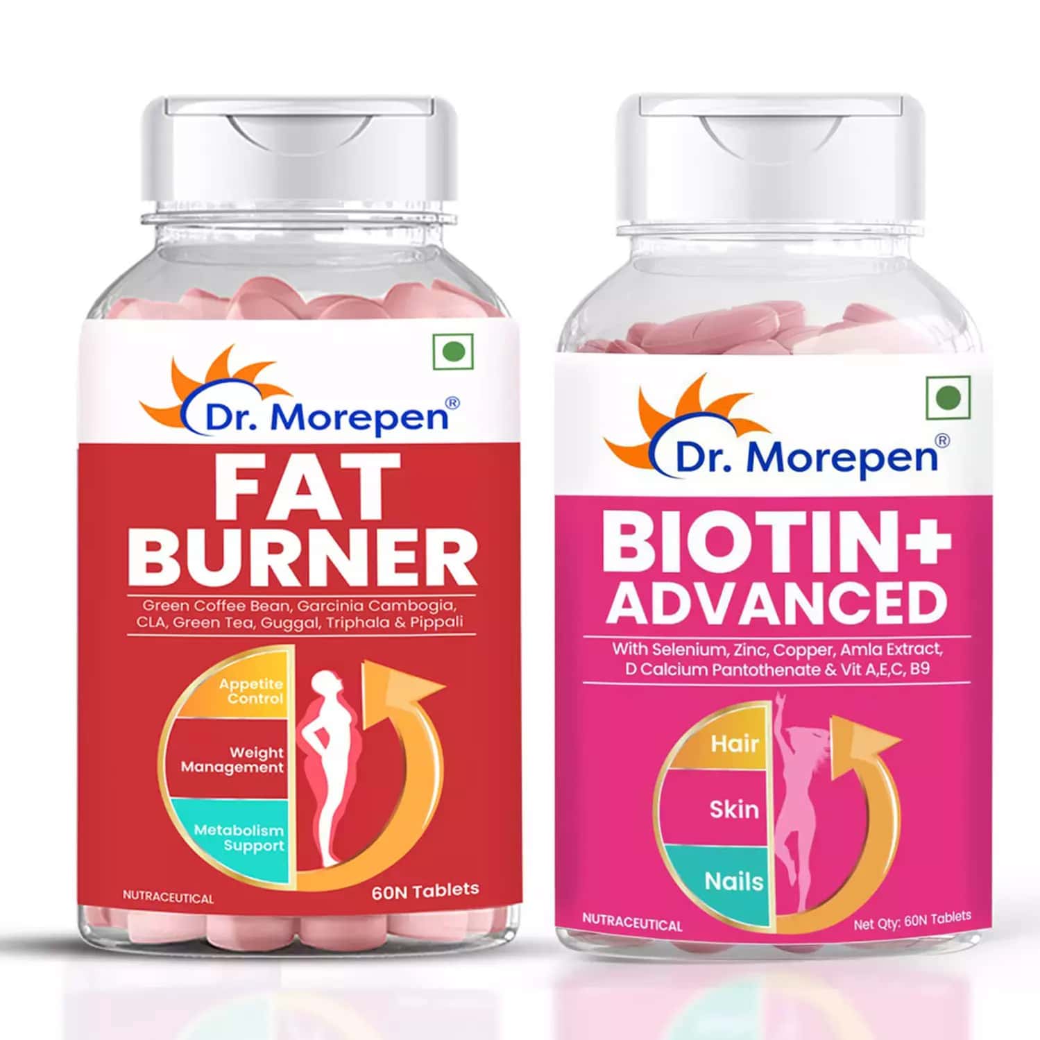 Dr. Morepen Biotin+ Advanced Tablet & Fat Burner Tablet | Combo