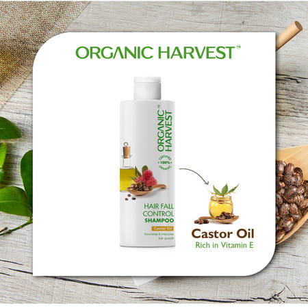 Organic Harvest Hairfall Control Shampoo: Castor Oil | Anti Hair Fall Shampoo For Dry Hair | 500ml