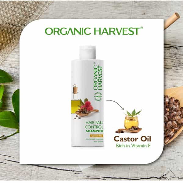 Organic Harvest Hairfall Control Shampoo: Castor Oil | Anti Hair Fall Shampoo For Dry Hair | 500Ml