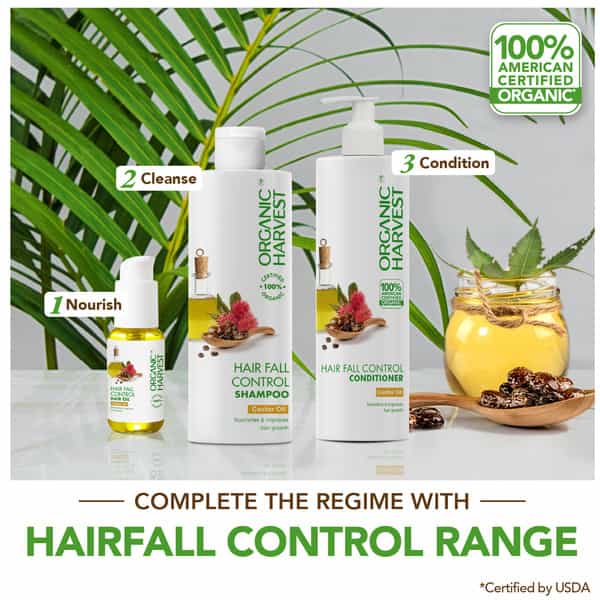 Organic Harvest Hairfall Control Shampoo: Castor Oil | Anti Hair Fall Shampoo For Dry Hair | 500Ml