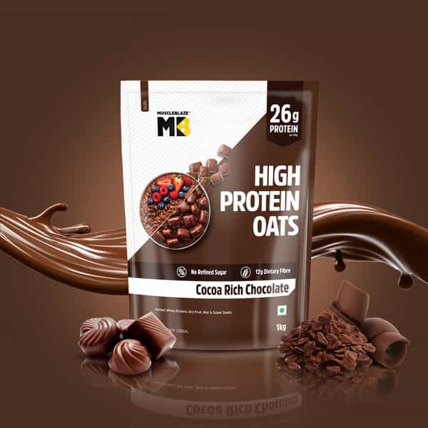 Muscleblaze High Protein Oats (Cocoa Rich Chocolate | 1Kg) | 26G Protein