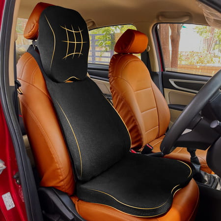 Betterhood Black Memory Foam Ergonomic Neck Support | Lumbar Back Supoprt And Seat Cushion Combo Car