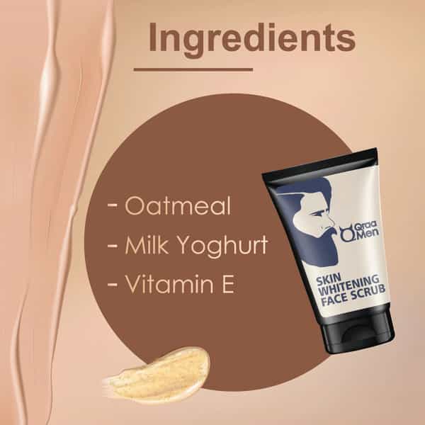 Qraa Men Vitamin C Skin Whitening Face Scrub With Yogurt And Oatmeal | 100 G