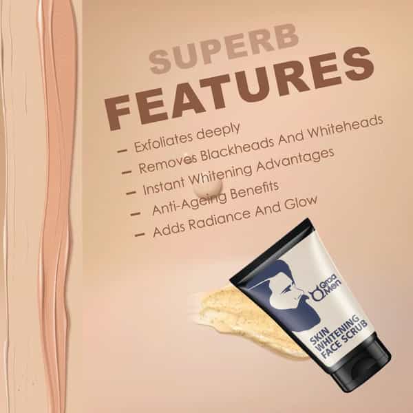 Qraa Men Vitamin C Skin Whitening Face Scrub With Yogurt And Oatmeal | 100 G