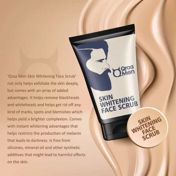 Qraa Men Vitamin C Skin Whitening Face Scrub With Yogurt And Oatmeal | 100 G