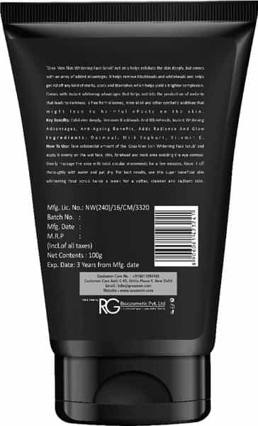 Qraa Men Vitamin C Skin Whitening Face Scrub With Yogurt And Oatmeal | 100 G