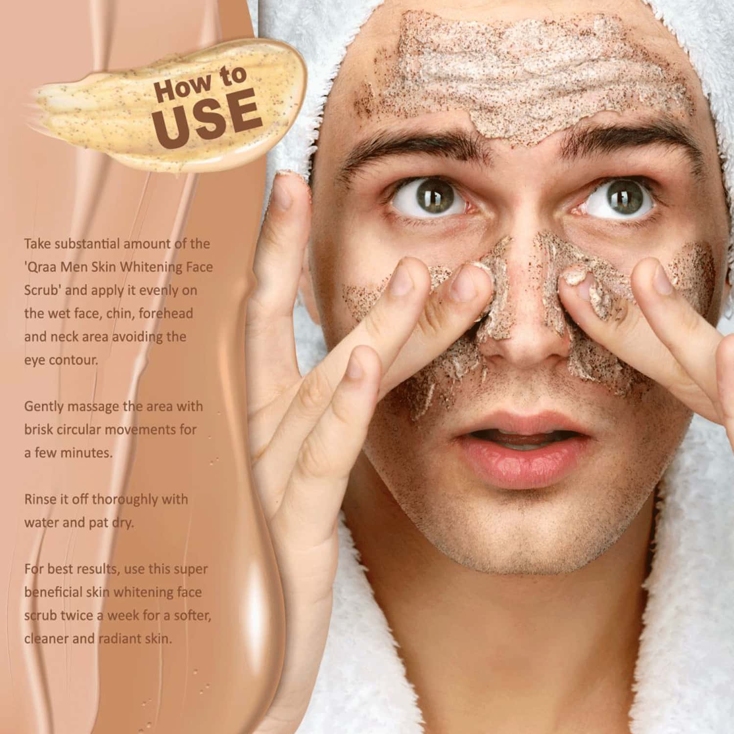 Buy QRAA MEN VITAMIN C SKIN WHITENING FACE SCRUB WITH YOGURT AND OATMEAL, 100 G Online & Get