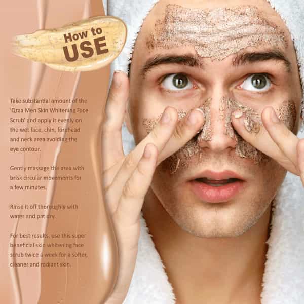 Qraa Men Vitamin C Skin Whitening Face Scrub With Yogurt And Oatmeal | 100 G