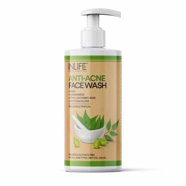Inlife Anti Acne Face Wash With Neem ,Glowing Skin | All Skin Types, Paraben & Sulphate Free, 250Ml
