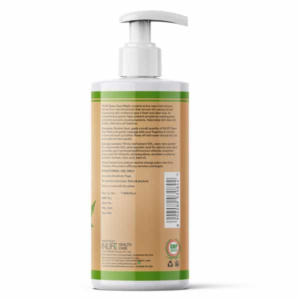 Inlife Anti Acne Face Wash With Neem ,Glowing Skin | All Skin Types, Paraben & Sulphate Free, 250Ml