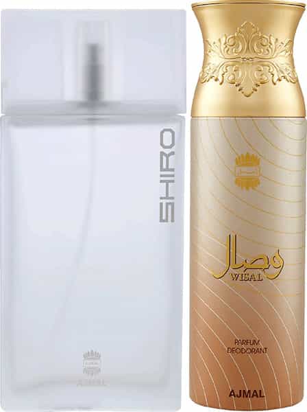 Ajmal Shiro Eau De Parfum 90Ml Perfume For Men And Wisal Deodorant 200Ml For Women