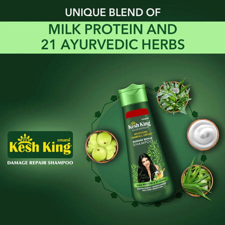 Emami Kesh King Scalp And Hair Medicine Damage Repair Shampoo Milk Protein Reduces Hairfall 600 Ml