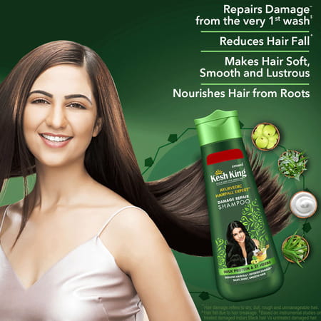 Emami Kesh King Scalp And Hair Medicine Damage Repair Shampoo Milk Protein Reduces Hairfall 600 Ml